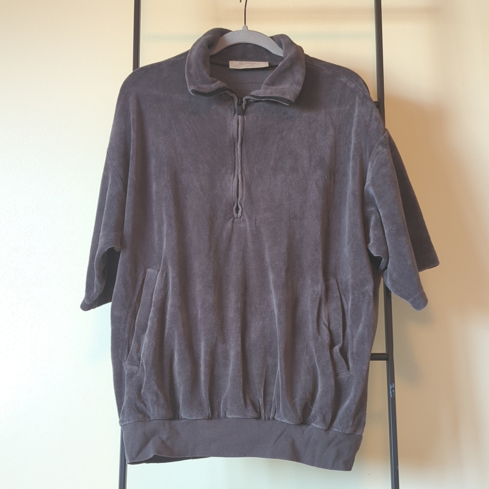 Fear of God Essentials grey velour short sleeve